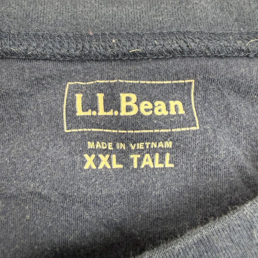L.L. Bean Men's T-Shirt Size XXL Tall Navy Blue Orange Striped Waffle Thermal - Picture 5 of 5